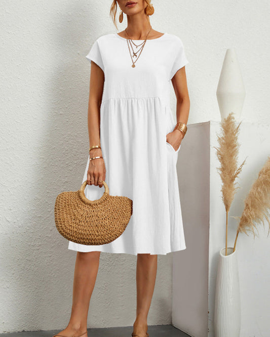 Vestido holgado con cuello redondo