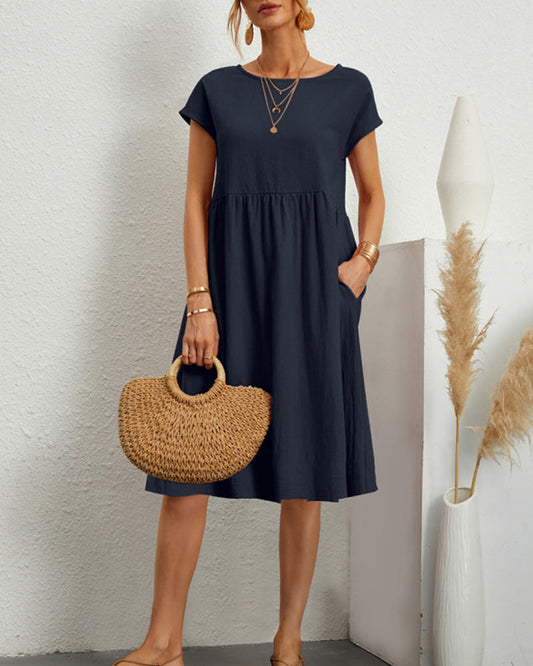 Vestido holgado con cuello redondo