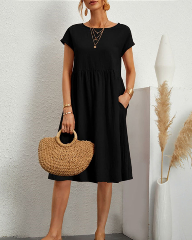 Vestido holgado con cuello redondo