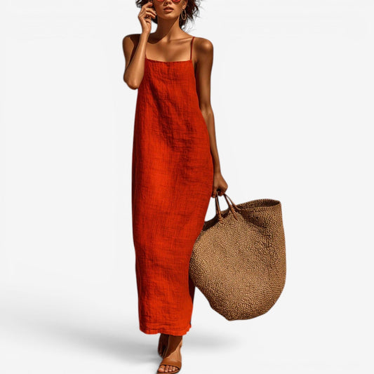 Desiree™ Vestido tipo slip largo de lino