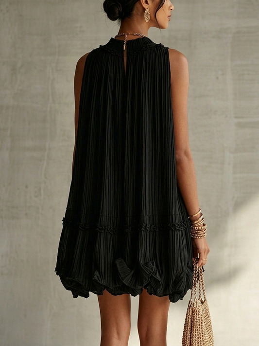 Costanza | Mini abito in chiffon con collo all'americana e gonna a palloncino