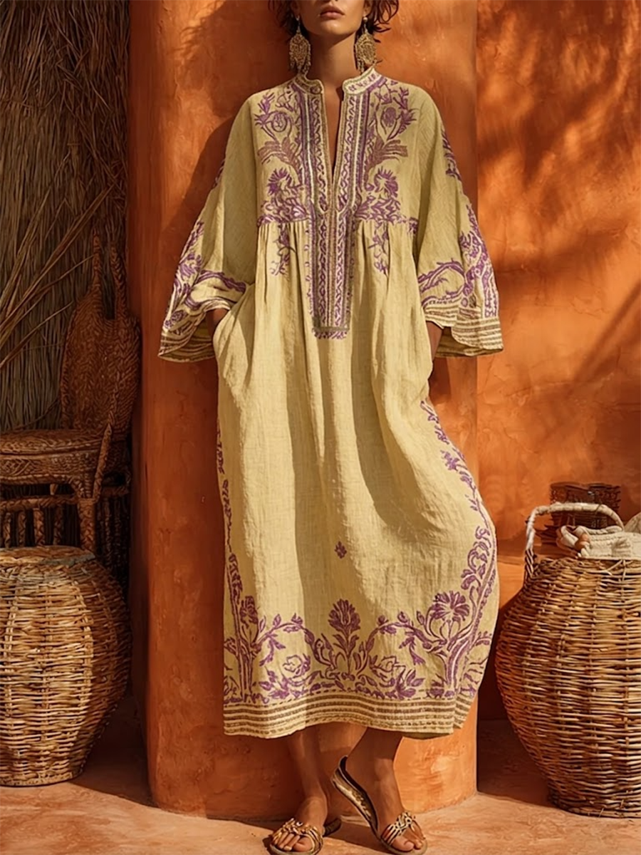 Celestina - Abito boho ricamato dal fascino mediterraneo